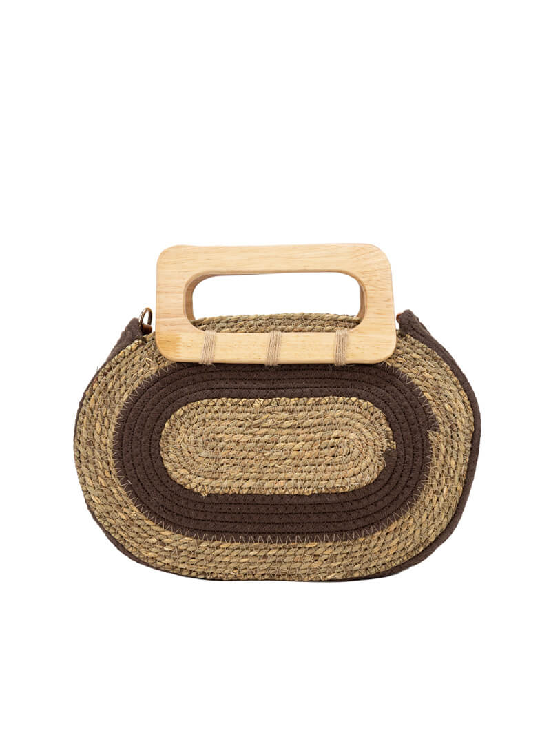 Sac à main en paille bicolore